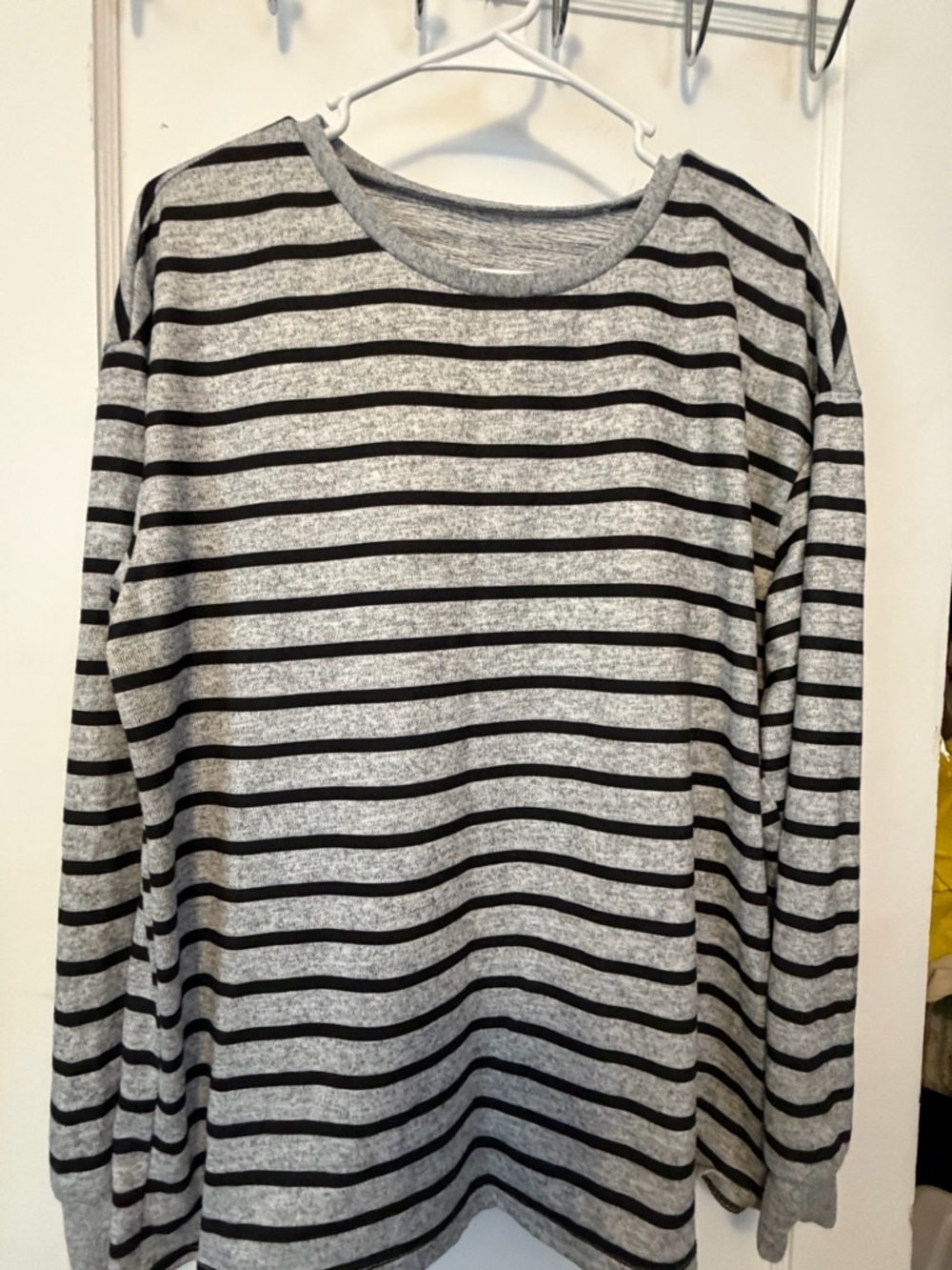 SHEIN Gray and Black Striped Long Sleeve Top
